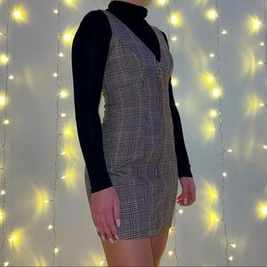 Plaid Front-Zip Dress